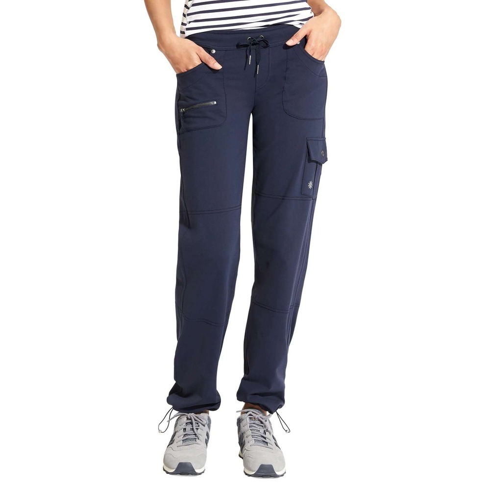 Athleta Cargo Pants Womens LT Navy Bettona Boyfriend Supplex Nylon Athleisure